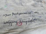 un morceau de tissu sur lequel est écrit quelque chose