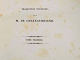 an old book with a black and white image of the title of paradis perdu de milton