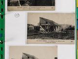 several old photos of a man standing in front of a building