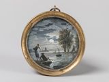 une image d'un tableau représentant un homme sur un bateau dans l'eau