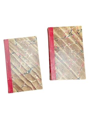 two notebooks that are sitting next to each other