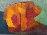 une image représentant une peinture d'une pomme orange et jaune