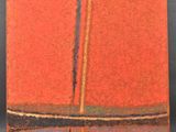 painting of orange and blue lines on a black background