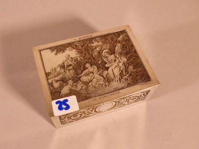 une petite boîte sur laquelle figure l'image d'un homme et d'une femme