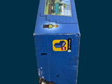 a blue box with a picture of a train on it