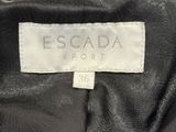 escada black leather jacket with chain detail