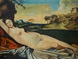 l'image d'un tableau représentant une femme nue allongée sur un lit