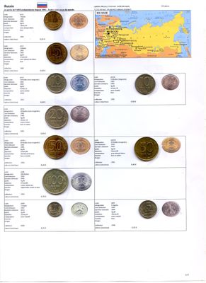 RUSSIE. Important lot de 318 monnaies différentes (dont 9 en…