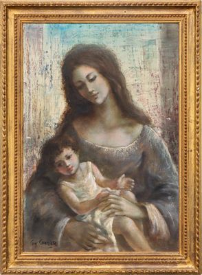 an image of a painting of a woman holding a child