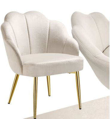 Ensemble de 4 Fauteuil cocktail rembourré en velours crème/o… - Photo 1