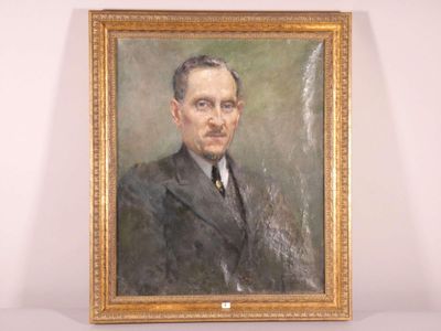 painting of a man in a suit and tie in a gold frame