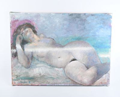 une peinture représentant une femme nue allongée sur un lit