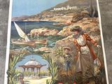 une affiche représentant une femme et un enfant sur la plage