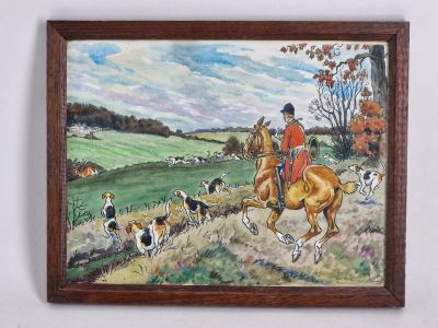 Harry ELIOTT (1882 - 1959), Scène de chasse à courre, aquare… - Photo 1