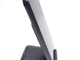 a close up of a cell phone on a stand