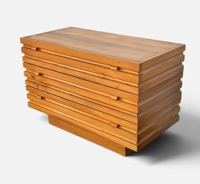 an image of a wooden chest of drawers on a white background