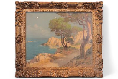 une image représentant un tableau représentant un paysage avec des arbres et de l'eau