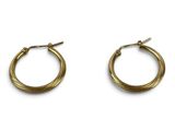 a pair of gold hoop earrings on a white background