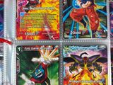 dragon ball trading card game with a lot of cards in it