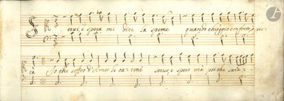 un ancien manuscrit sur lequel sont notées des partitions à l'encre noire