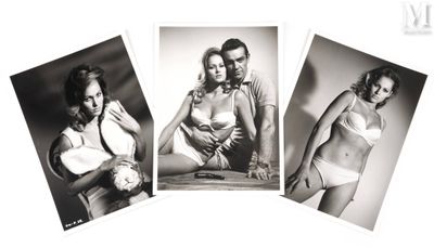 trois photos en noir et blanc d'une femme en bikini et d'un homme en chemise