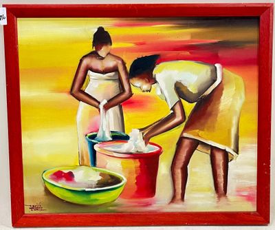 Geroges MBOUROU (XX-XXI). Femmes à la lessive.