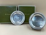 pair of silver plated dishes with matching box