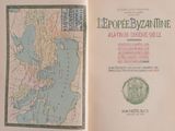 an open book with a map and a stamp on it