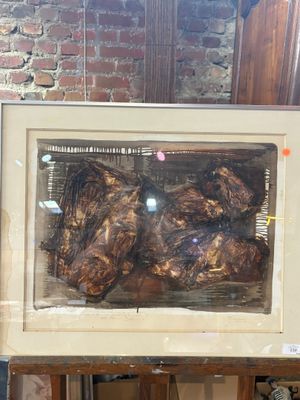 a picture of a picture of some meat in a glass case