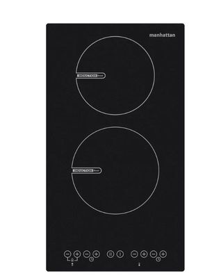an image of a black induction cooktop with two burners