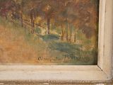 an image of a painting of a horse in a wooded area