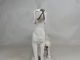 a statue of a dog with a leash on it ' s neck