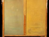 an image of a painting of a yellow cabinet with two doors