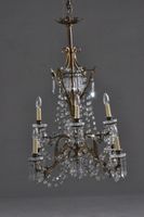 Lustre en bronze et laiton doré à huit bras de lumière agrém… (photo 2)