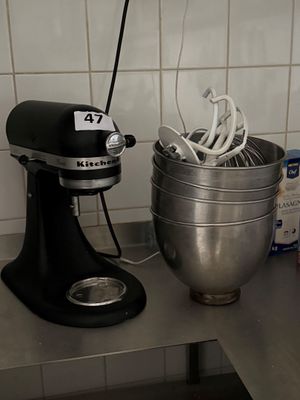 an image of a kitchen counter with a mixer and a blender