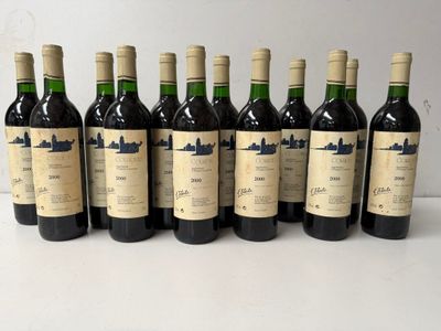 six bottles of wine are lined up in a row on a table