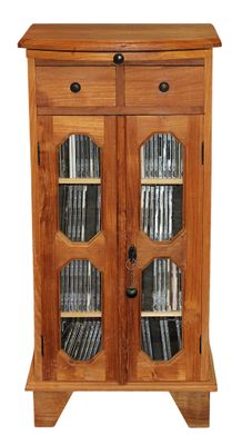 une image d'une armoire en bois avec des portes en verre