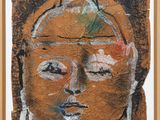 an image of a painting of a woman ' s face with a flower in her hair