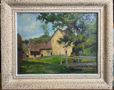 André HARDY (1887-1986) Corps de ferme Huile sur panneau, si…