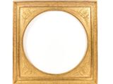 a gold picture frame on a white background