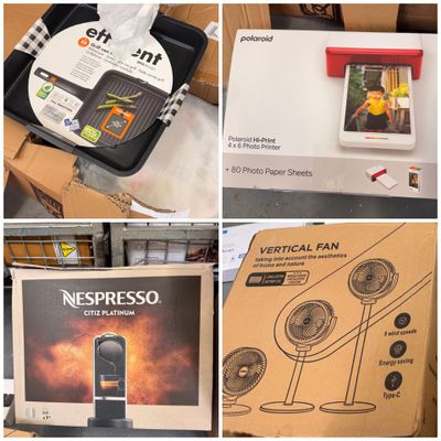 plusieurs photos d'une boîte contenant un ordinateur portable et un téléphone