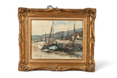 une image d'une photo d'un tableau représentant des bateaux dans un port