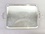 silver plated serving tray with handles and handles