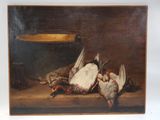 un tableau représentant un tas d'oiseaux morts posés sur une table