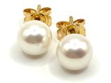 une paire de boucles d'oreilles en perles sur fond blanc, rehaussées de touches dorées