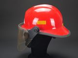 a red hard hat on a black mannequin head