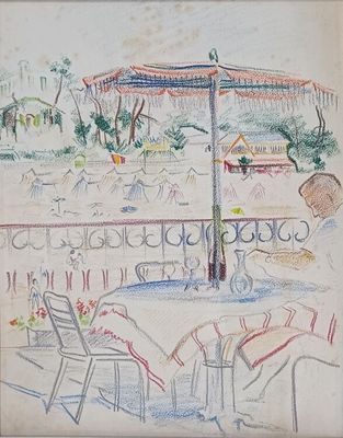 ECOLE XXè "Terrasse au bord d'une plage à Saint Palais " cra…