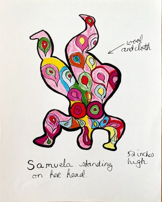 a drawing of a person doing a handstand on the ground
