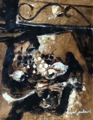 une image représentant un tableau où l'on voit un bol de nourriture posé sur une table