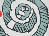 a picture of a drawing of a dog in a spiral